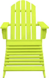 Green Adirondack Chair with Ottoman Solid Fir Wood Patio Lounge Chair Relaxing Outdoor Furniture for Garden Backyard - Photo 3