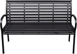 BOWERY HILL Contemporary Steel Garden Bench, Matte Black Finish, 116 cm Wide, Rectangular Design - Photo 4