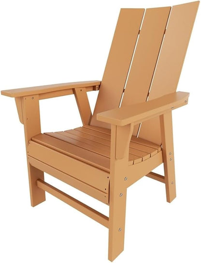 Costaelm Patio hdpe Adirondack Chair, Outdoor Balcony Pool Chair, Modern Front Porch Fire Pit Backyard Chair, Garden Resin Lounge Chair for Outside, Teak