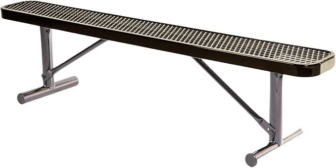 COATEDOUTDOORFURNITURE Heavy-Duty Outdoor Bench Thermoplastic Coated, Expanded Metal, Commercial-Grade Seating, Made in America (Portable Without Back, 6 Ft, Textured Gold Vein)
