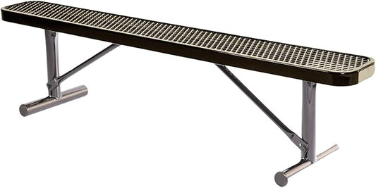COATEDOUTDOORFURNITURE Heavy-Duty Outdoor Bench Thermoplastic Coated, Expanded Metal, Commercial-Grade Seating, Made in America (Portable Without Back, 6 Ft, Textured Gold Vein)
