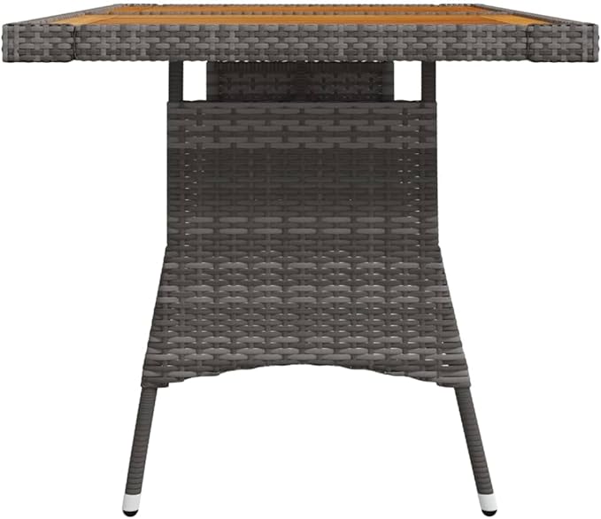 vidaXL Patio Table - Solid Acacia Wood & Rattan Construction, Weather Resistant, Lightweight, Durable Outdoor Furniture Piece - Perfect for Garden, Patio, Backyard - Gray, Rectangular, 51.2"x27.6"...