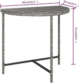 Grey Poly Rattan Garden Table with Powder-Coated Steel Frame, Modern Design and Weather Resistant for Outdoor Dining - Photo 2