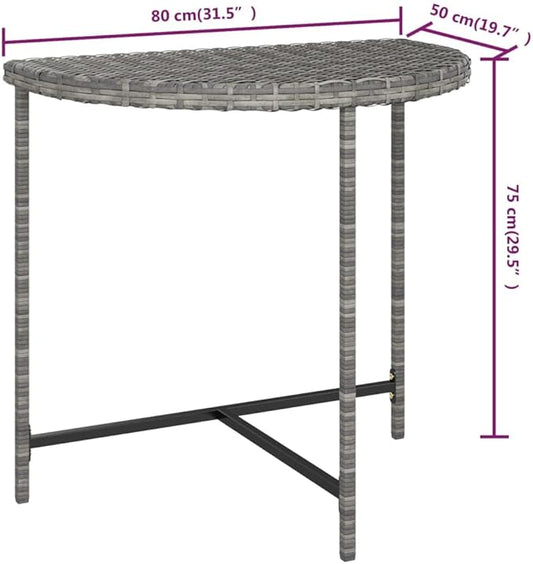 Grey Poly Rattan Garden Table with Powder-Coated Steel Frame, Modern Design and Weather Resistant for Outdoor Dining, Spacious Surface Seats Four, Durable Construction