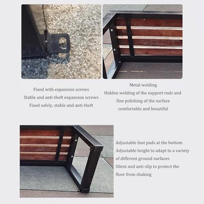 Benches Garden Bench Outdoor Patio Seating Backless Park Chair Lawn Path Slatted Seats,Metal Garden Bench for 2 3 Person Outdoor Loveseat Chairs with Backrest Solid Wood Slatted Seat & Galva