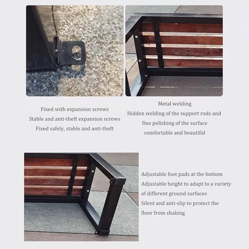 Benches Garden Bench Outdoor Patio Seating Backless Park Chair Lawn Path Slatted Seats,Metal Outdoor Garden Bench for 2 3 Persons Loveseat Patio Chair with Backrest Solid Wood Slatted Seat &