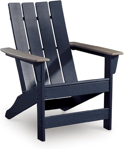 Signature Design by Ashley Mabry Shores Coastal MEGA-TUFF™ HDPE Weather Resistant Outdoor Adirondack Chair with Slat Back, Blue & Beige