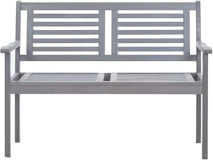Garden Bench Deck Bench 2-Seater Patio Bench with Cushion 47.2" Gray Eucalyptus Wood