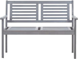 Garden Bench Deck Bench 2-Seater Patio Bench with Cushion 47.2" Gray Eucalyptus Wood - Photo 4