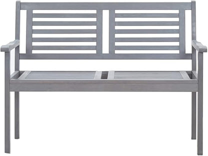 Garden Bench Deck Bench 2-Seater Patio Bench with Cushion 47.2" Gray Eucalyptus Wood