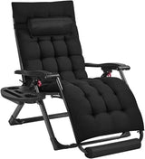 Yaheetech 29" Zero Gravity Chair Folding Reclining Lounge Recliner with Removable Pad & Headrest & Side Cup Holder Tray - Photo 1
