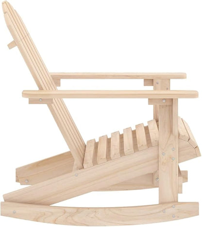 Garden Rocking Chair Adirondack Style Solid Fir Wood 36"x27.6"x36.2" Weather Treated Rustic Brown Outdoor Seating for Patio, Porch, Small Deck, Balcony