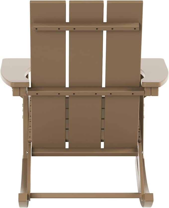 WO WESTIN OUTDOOR HDPE Shoreside Modern Rocking Poly Adirondack Chair (Set of 2),Weathered Wood