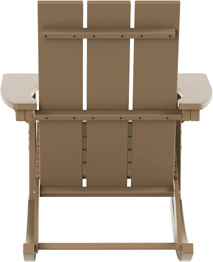 WO WESTIN OUTDOOR HDPE Shoreside Modern Rocking Poly Adirondack Chair (Set of 2),Weathered Wood