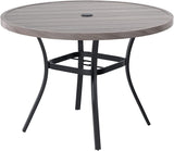 VICLLAX Round Patio Table with Adjustable Umbrella Hole, All Weather Outdoor Round Dining Table for Lawn Garden - Photo 1