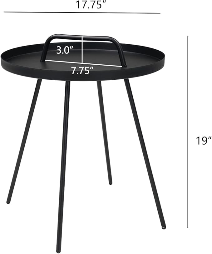 Grand patio Outdoor Coffee Table with Handle, Outdoor Portable End Table, 17-in Round Side Table, Black