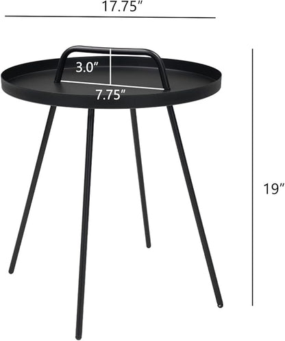 Grand patio Outdoor Coffee Table with Handle, Outdoor Portable End Table, 17-in Round Side Table, Black