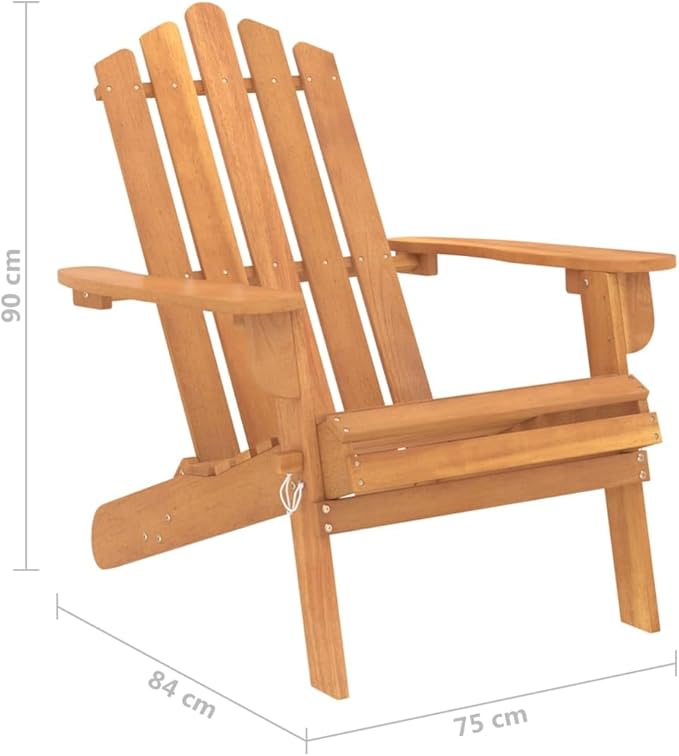 Solid Acacia Wood Adirondack Chair Outdoor Patio Furniture Foldable Lounge Chair for Garden Beach Poolside Relaxation - Photo 2