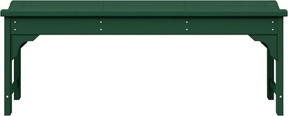 WestinTrends Malibu Outdoor Bench, All Weather Resistant Poly Lumber Backless Patio Garden Bench, Adirondack Curved Bench Seat for Comfort, Dark Green