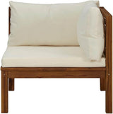 Cream White Corner Sofa with Solid Acacia Wood Frame and 100% Polyester Cushions, Modular Design for Indoor Outdoor Use - Photo 5