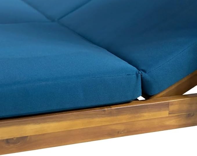 Christopher Knight Home Kenzie Acacia Wood Outdoor Daybed with Canopy, Double Chaise Lounge Chair Outdoor with Cushion - Photo 8