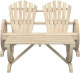 Solid Fir Wood Adirondack Chair and Table Set, Brown Outdoor Patio Furniture for Garden Terrace Balcony Lounge - Photo 4
