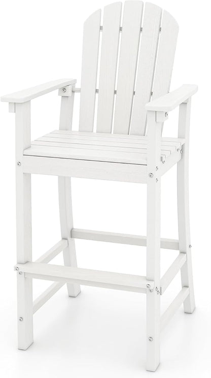 ORALNER Tall Adirondack Chairs, Outdoor High Back Balcony Chair, Weather Resistant HDPE Resin Plastic Bar Height Stools, 360 LBS Lifeguard Chair for Pool Patio Deck Backyard (1, White)