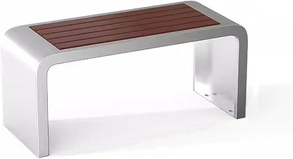 Front Porch Benches Outdoor, Metal Garden Bench, Metal Frame, Solid and Reliable, for Porch, Patio, Backyard(Silver,100cm)