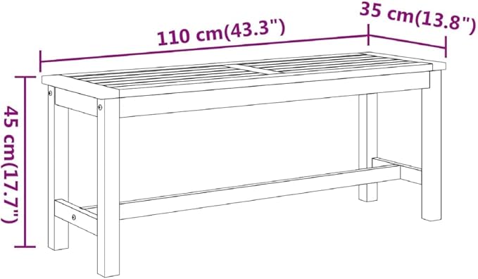 Patio Bench Solid Wood Acacia Outdoor Garden Bench 43.3 Inch Backyard Seating with Sturdy Frame Durable Hardwood for Patio Deck Porch Indoor Use