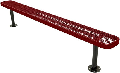 COATEDOUTDOORFURNITURE Heavy-Duty Outdoor Bench Thermoplastic Coated, Expanded Metal, Commercial-Grade Seating, Made in America (Surface Without Back, 8 Ft, Textured Burgundy)