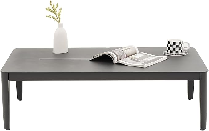 Patio Coffee Table Rectangle Outdoor Coffee Table for Outside All-Weather Aluminum Outdoor Coffee Tables for Balcony - Photo 4