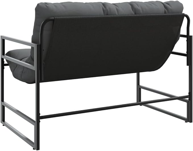 Garden Bench Anthracite, Black Powder-Coated Steel Frame, Textilene Fabric, 2-Seater Outdoor Patio Furniture, Weatherproof Porch Seating, 485 lb Capacity Patio Bench