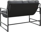 Garden Bench Anthracite Black Powder-Coated Steel Textilene Fabric Outdoor Seating for Two with Removable Cushion Cover - Photo 8