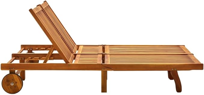 2-Person Patio Sun Lounger with Cushions Solid Wood Acacia Adjustable Backrest and Footrest for Outdoor Relaxation in - Photo 3