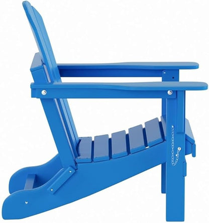 Costaelm Outdoor Folding Chair, Outdoor Seating Folding Firepit Chairs, All Weather Poly Adirondack Chair for Deck Backyard Garden Lawn Pool Patio, Pacific Blue