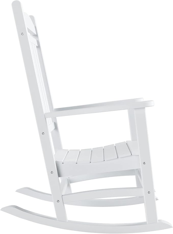 WestinTrends Malibu 3-Piece Set Outdoor/Patio Rocking Chairs with a Side Table (2 Seater), White