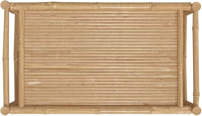 vidaXL Bamboo Patio Lounge Set - Outdoor Garden Furniture with Dark Gray Cushions - Bench and Coffee Table Included - Photo 7
