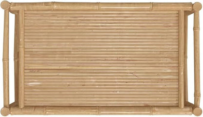 Natural Bamboo Garden Coffee Table Outdoor Furniture with Durable Build and Spacious Surface for Patio Balcony Decor 4 Pieces