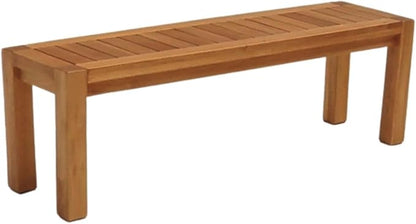Patio Wise Acacia Wood Traditional Backless Bench, 5-Foot Indoor/Outdoor Wooden Porch, Patio, Garden & Park Seating, 57-Inches Long x 15-Inches Wide x 18-Inches High, Teak Color