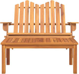 2-Piece Solid Acacia Wood Foldable Garden Lounge Set with Bench and Coffee Table for Outdoor Patio Backyard Comfort - Photo 3
