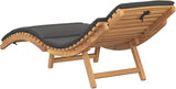 Brown Teak Outdoor Chaise Lounge 77.95x21.65x23.03 in Weather-Resistant Sunlounger with Thick Cushion for Poolside - Photo 6
