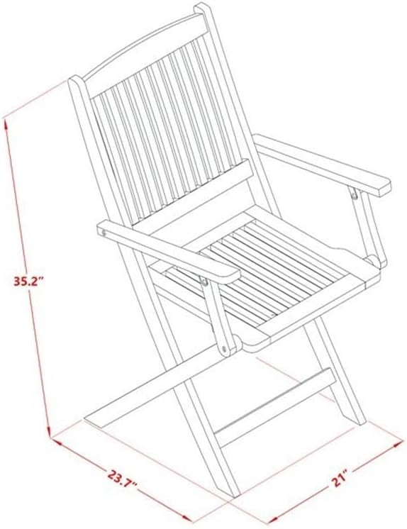 East West Furniture BCMCANA Beasley Patio Dining Folding Arm Chairs - Acacia Wood, Set of 2, Natural Oil