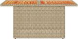 Adjustable Height Garden Table with Acacia Wood Top, Beige PE Rattan - Photo 5