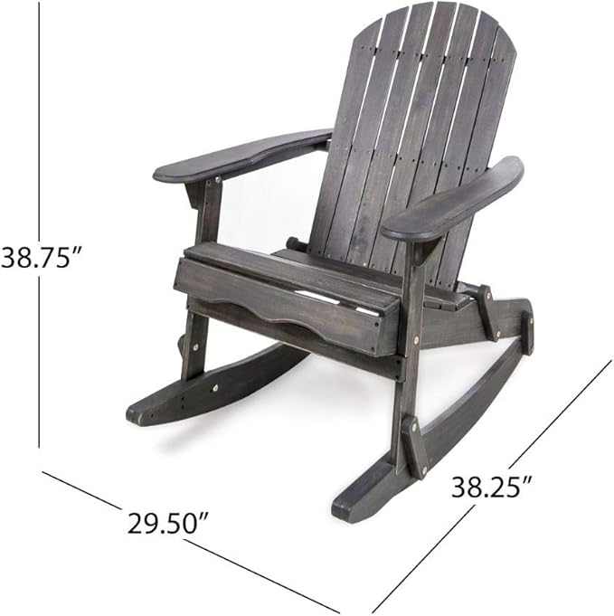 Christopher Knight Home Malibu Outdoor Acacia Wood Adirondack Rocking Chairs, 2-Pcs Set, Dark Grey
