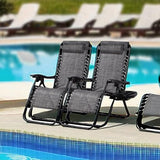 Nazhura Set of 2 Relaxing Recliners Patio Chairs Adjustable Steel Mesh Zero Gravity Lounge Chair Beach Chairs with - Photo 2