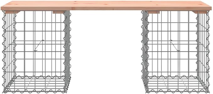Douglas Fir Wood Outdoor Gabion Garden Bench Rustic Farmhouse Style Seating for Patio and Garden Durable Solid Wood Construction with Natural Finish