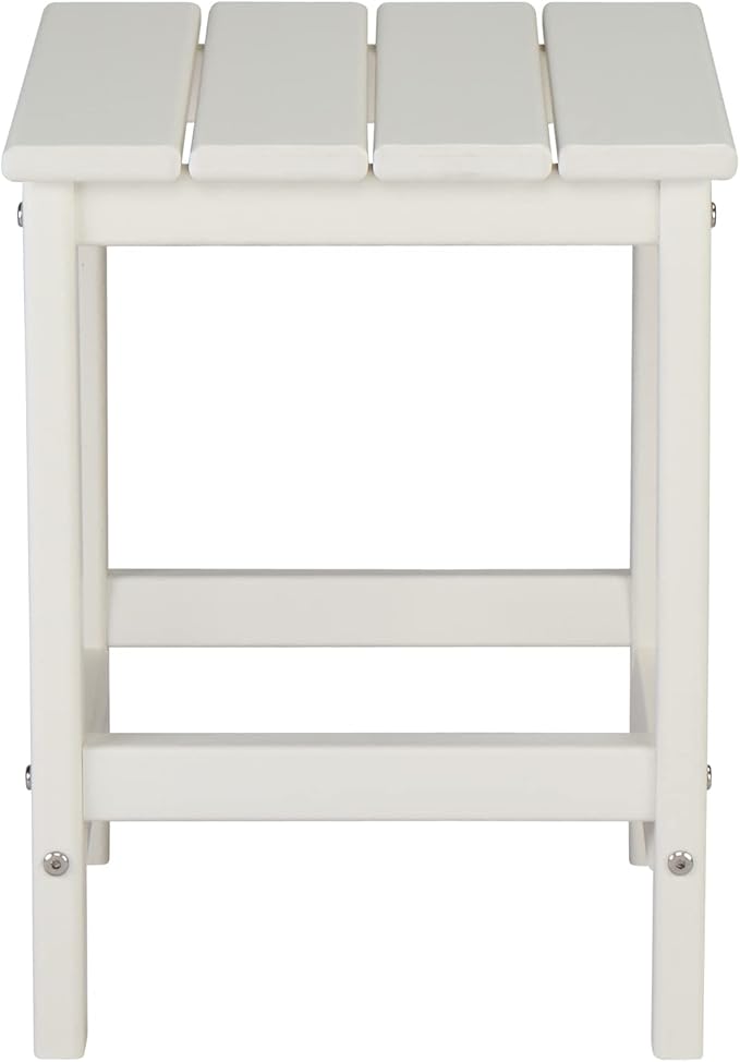 Patio Side Table, Pool Composite Patio Table,HDPE End Tables for Backyard,Pool, Indoor Companion, Easy Maintenance & Weather Resistant (Style 1-White)