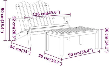 Garden Bench Deck Bench 2 Piece Adirondack Patio Lounge Set Solid Wood Acacia