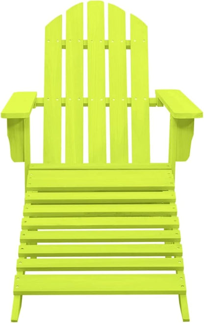 Adirondack Garden Chair with Footrest, Adirondack Chair, Wooden Recliner Chair, Adirondack Garden Chair, Deck Chair, Balcony Chair, Garden Lounger, Solid Wood, Fir Green