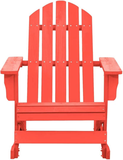 Red Solid Fir Wood Garden Rocking Chair for Patio, Durable Outdoor Rocking Furniture with Ergonomic Design and Weather-Resistant Finish, 1 Piece